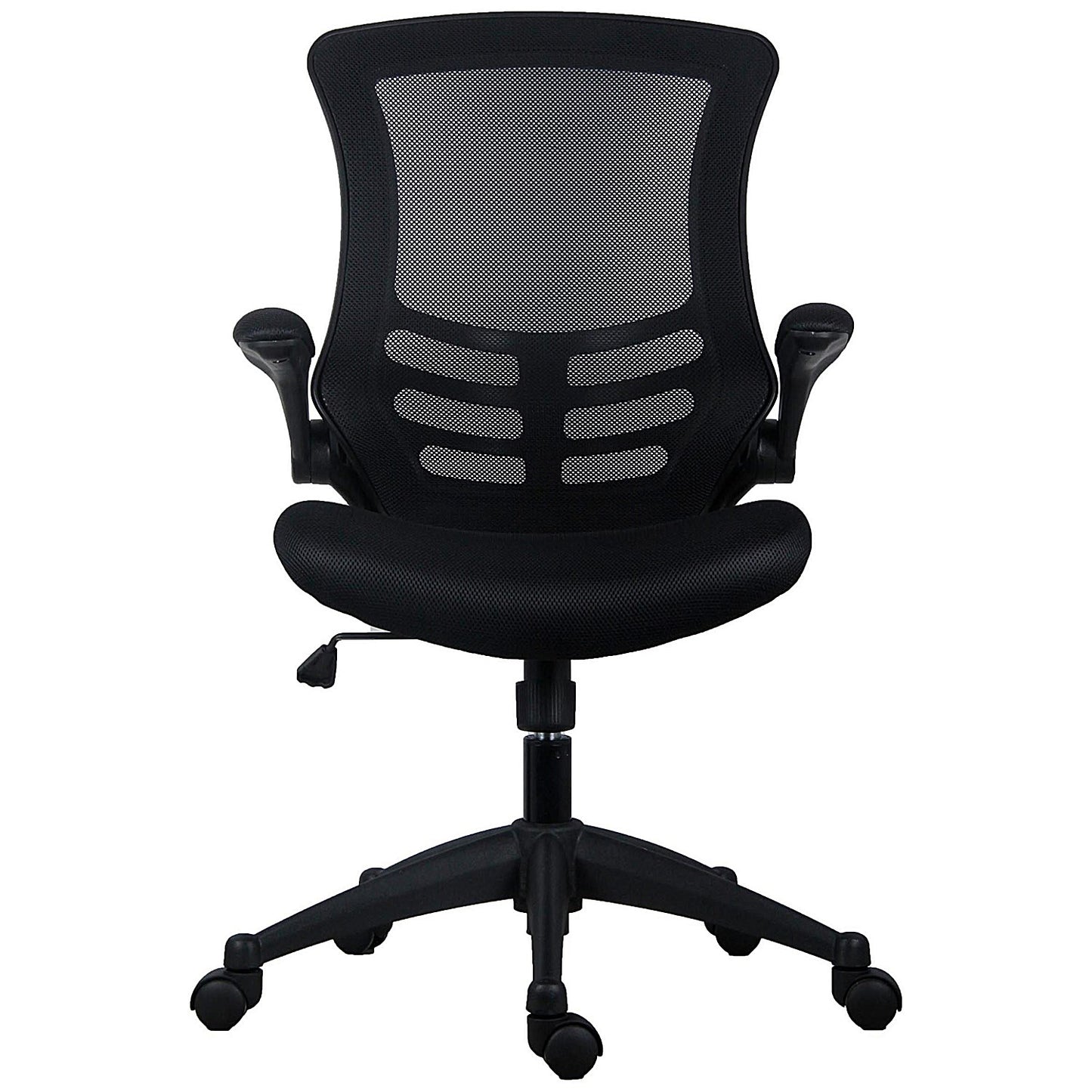 First Curve Operator Chair with Folding Arms, Black