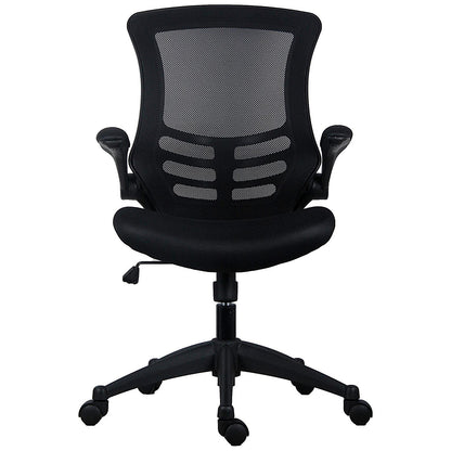 First Curve Operator Chair with Folding Arms, Black