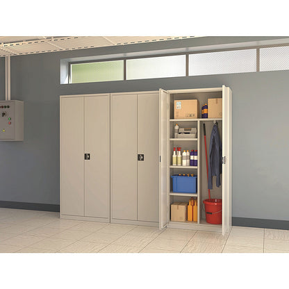 5 Star Steel Janitorial Cleaning Cupboard 800x1800mm Silver Easy2Order : KF70110