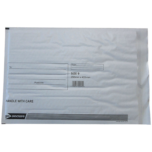 GoSecure Bubble Envelopes, Size 9 290x435mm, White, Pack of 50 Easy2Order : KF71452