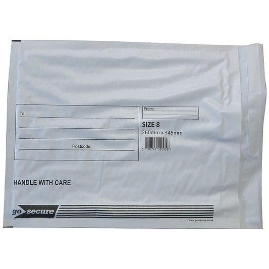 GoSecure Bubble Envelopes, Size 8 260x345mm, White, Pack of 50 Easy2Order : KF71454