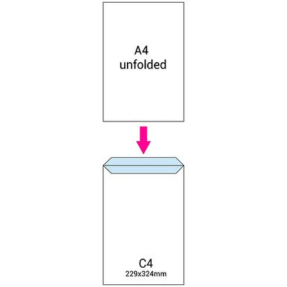 Q-Connect C4 Window Envelopes, Self Seal, 90gsm, Manilla, Pack of 250