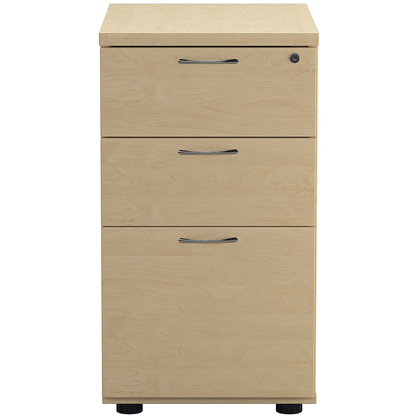 Jemini 3 Drawer Desk High Pedestal, 600mm Deep, Maple