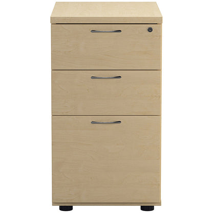Jemini 3 Drawer Desk High Pedestal, 600mm Deep, Maple