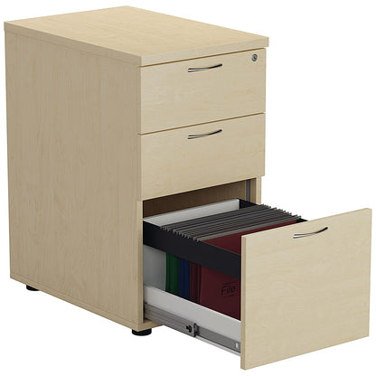 Jemini 3 Drawer Desk High Pedestal, 600mm Deep, Maple