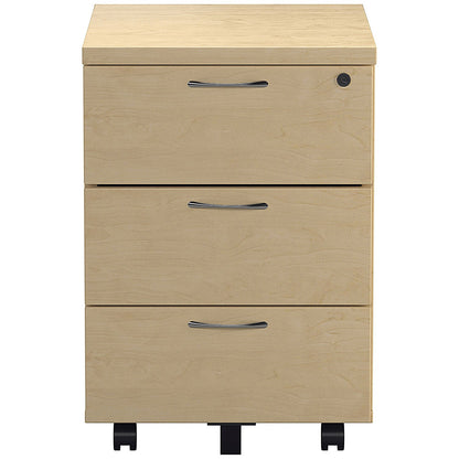 Jemini 3 Drawer Mobile Pedestal, Maple