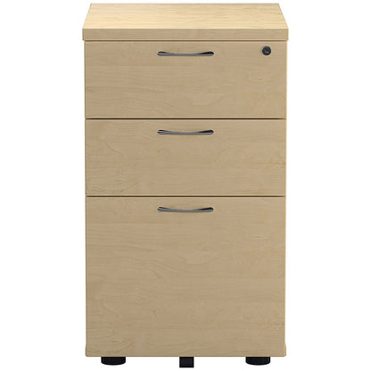 Jemini 3 Drawer Tall Mobile Pedestal, Maple