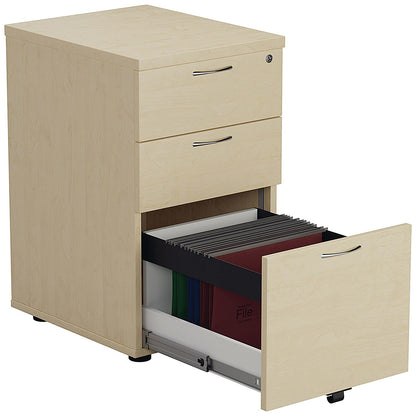 Jemini 3 Drawer Tall Mobile Pedestal, Maple