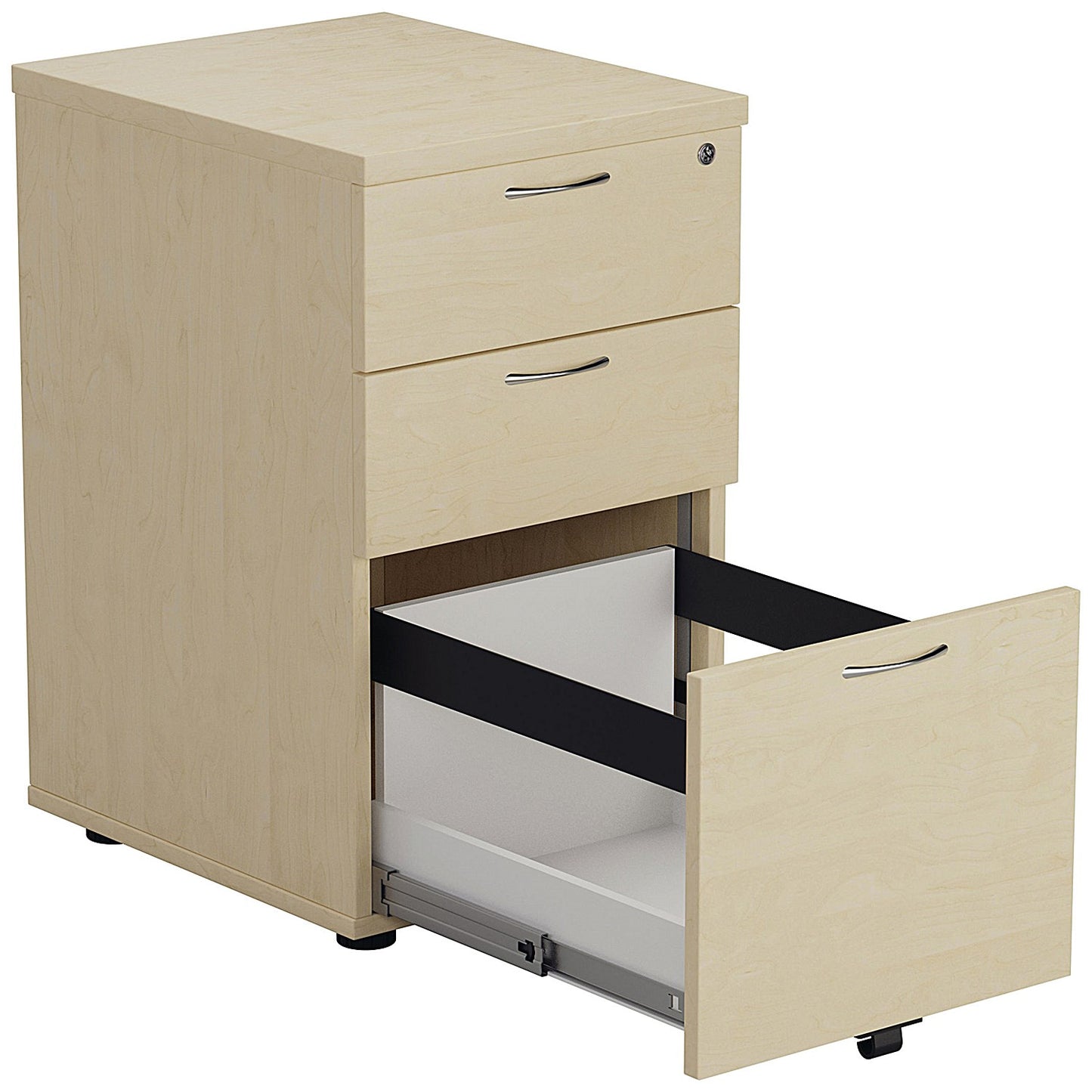 Jemini 3 Drawer Tall Mobile Pedestal, Maple