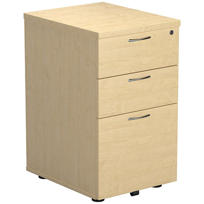 Jemini 3 Drawer Tall Mobile Pedestal, Maple