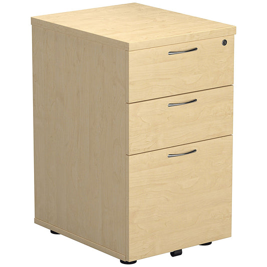 Jemini 3 Drawer Tall Mobile Pedestal, Maple