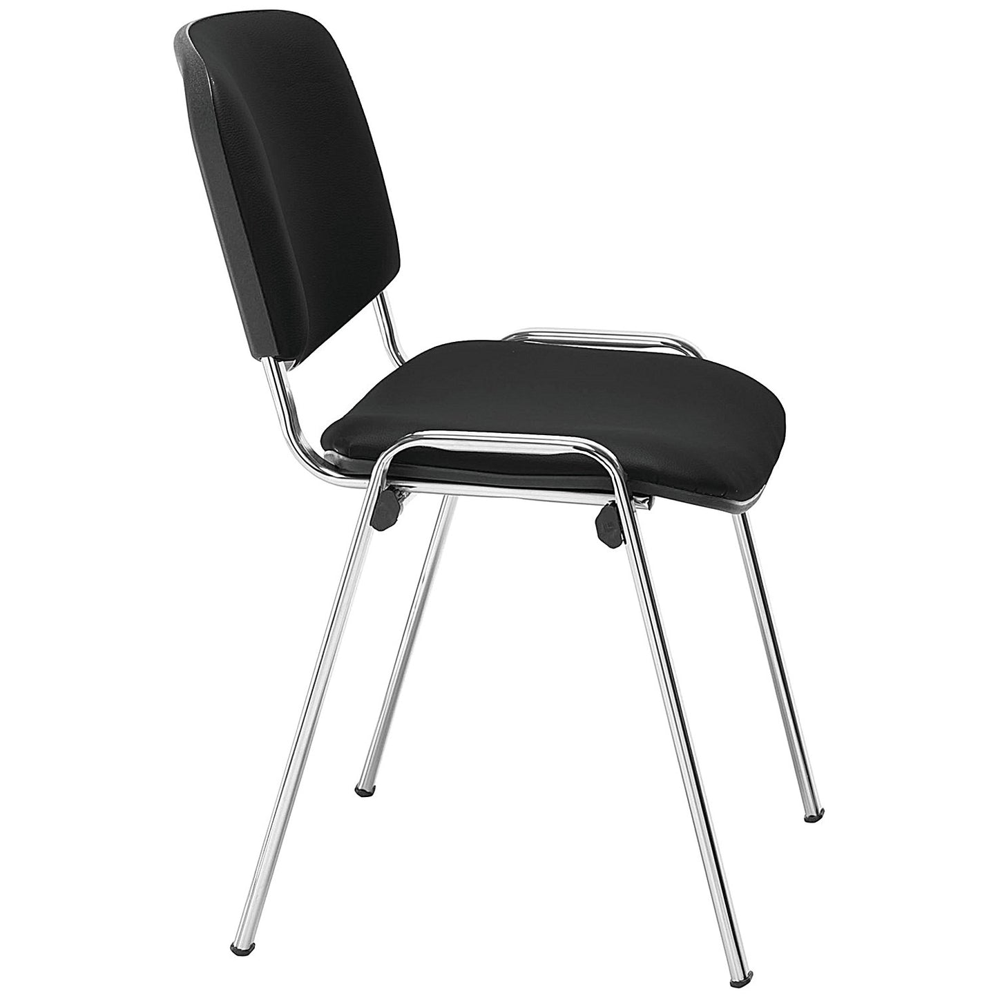 Jemini Ultra Multipurpose Chrome Frame Stacking Chair, Black Vinyl