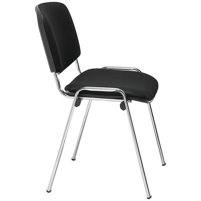 Jemini Ultra Multipurpose Chrome Frame Stacking Chair, Black Vinyl