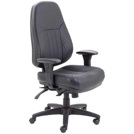 Avior Thorpe High Back Leather Task Chair, Black