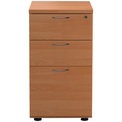 First 3 Drawer Desk High Pedestal, 600mm Deep, Beech
