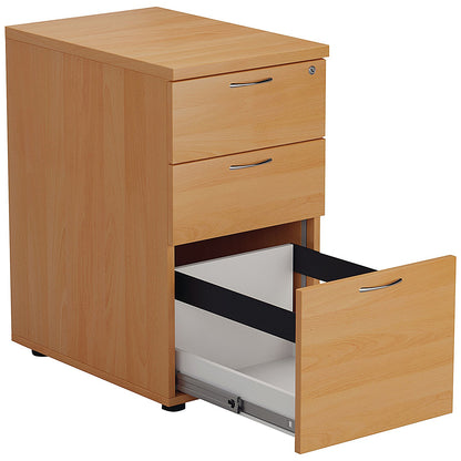 First 3 Drawer Desk High Pedestal, 600mm Deep, Beech