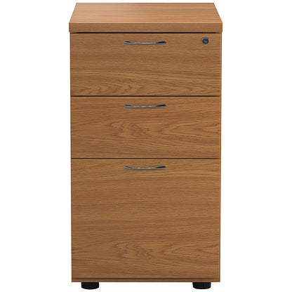 First 3 Drawer Desk High Pedestal, 600mm Deep, Oak