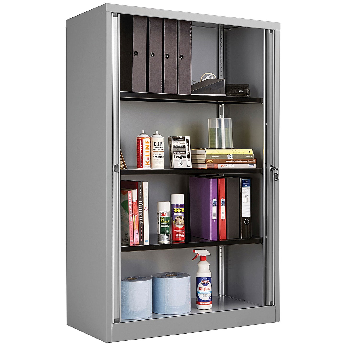 Jemini Medium Tambour Unit, Supplied Empty, 1000x475x1570mm, Grey