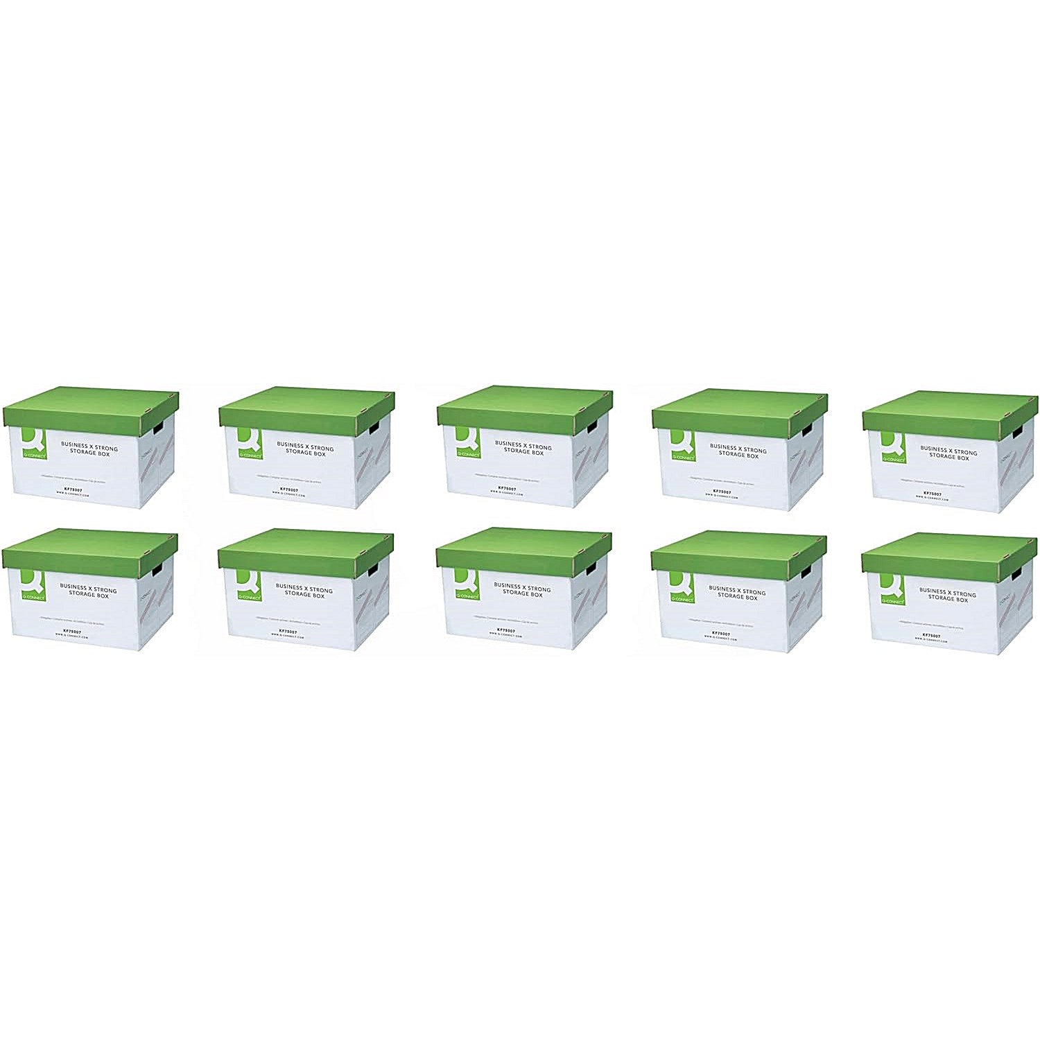Q-Connect Business Storage Box, Extra Strong, White, Pack of 10
