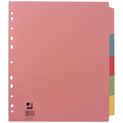 Q-Connect Subject Dividers, Extra Wide, 5-Part, Blank Multicolour Tabs, A4, Multicolour