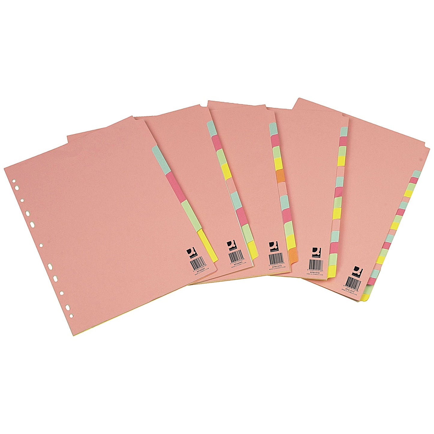 Q-Connect Subject Dividers, Extra Wide, 10-Part, Blank Multicolour Tabs, A4, Multicolour