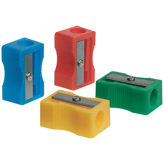 Q-Connect Plastic Pencil Sharpener Single Hole Assorted (Pack of 10) Easy2Order : KF76992