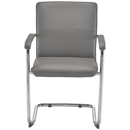 Arista Stratus Leather Look Visitor Chair, Grey