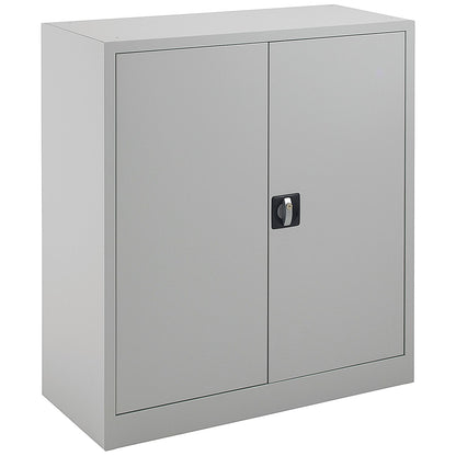 Talos Medium Steel Stationery Cupboard, 2 Shelves, 1000mm High, Grey