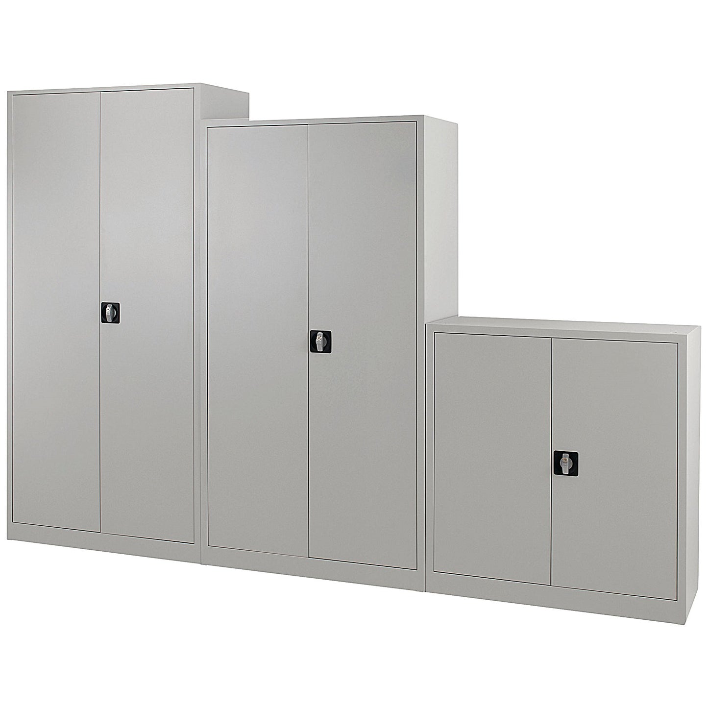 Talos Medium Steel Stationery Cupboard, 2 Shelves, 1000mm High, Grey