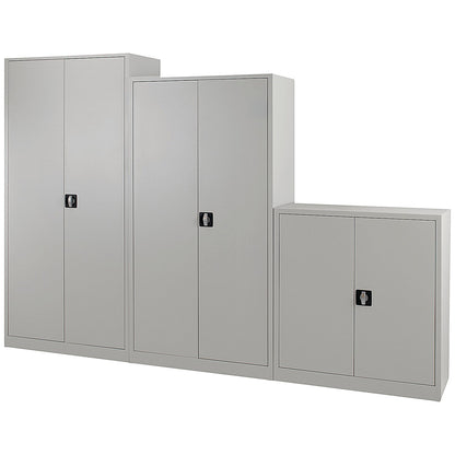 Talos Medium Steel Stationery Cupboard, 2 Shelves, 1000mm High, Grey