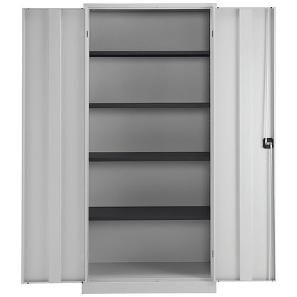 Talos Extra Tall Steel Stationery Cupboard, 4 Shelves, 1950mm High, Grey