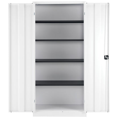 Talos Extra Tall Steel Stationery Cupboard, 4 Shelves, 1950mm High, White