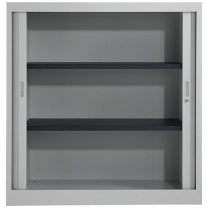 Talos Low Tambour Unit, Supplied with 2 Shelves, 1000x450x1050mm, Grey