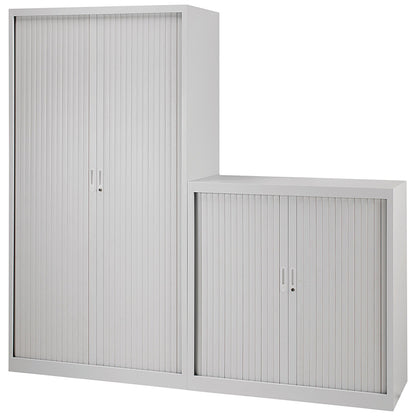 Talos Low Tambour Unit, Supplied with 2 Shelves, 1000x450x1050mm, Grey
