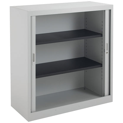 Talos Low Tambour Unit, Supplied with 2 Shelves, 1000x450x1050mm, Grey