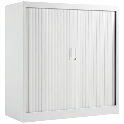 Talos Low Tambour Unit, Supplied with 2 Shelves, 1000x450x1050mm, White