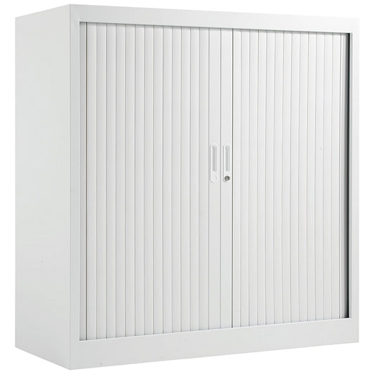 Talos Low Tambour Unit, Supplied with 2 Shelves, 1000x450x1050mm, White