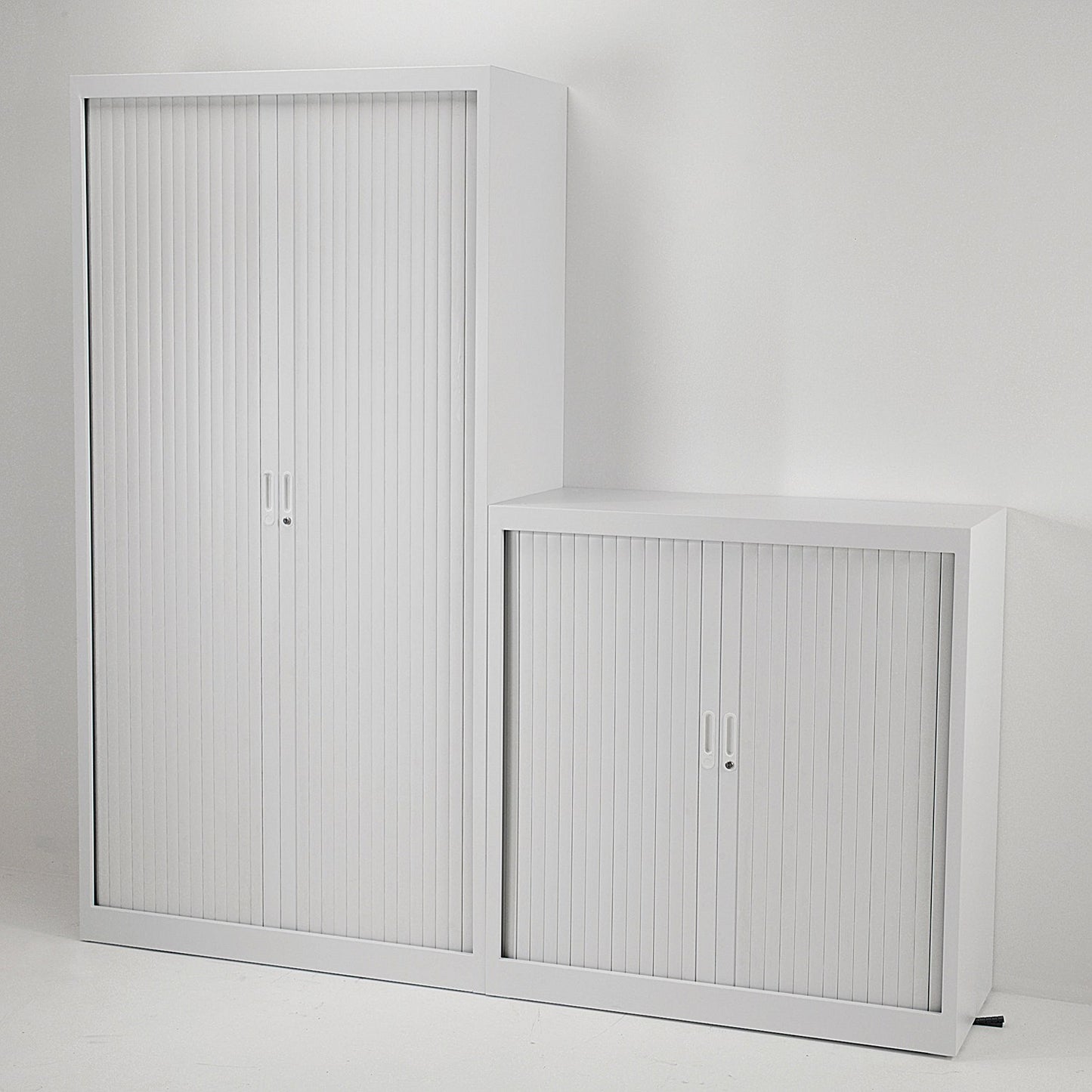 Talos Low Tambour Unit, Supplied with 2 Shelves, 1000x450x1050mm, White