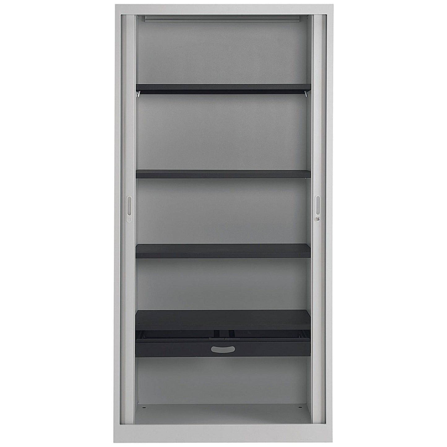 Talos Tall Tambour Unit, Supplied with 4 Shelves1000x450x1950mm, Grey