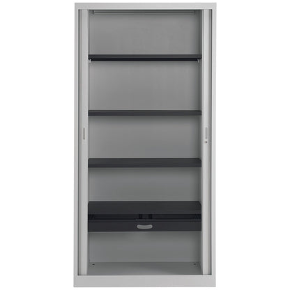Talos Tall Tambour Unit, Supplied with 4 Shelves1000x450x1950mm, Grey