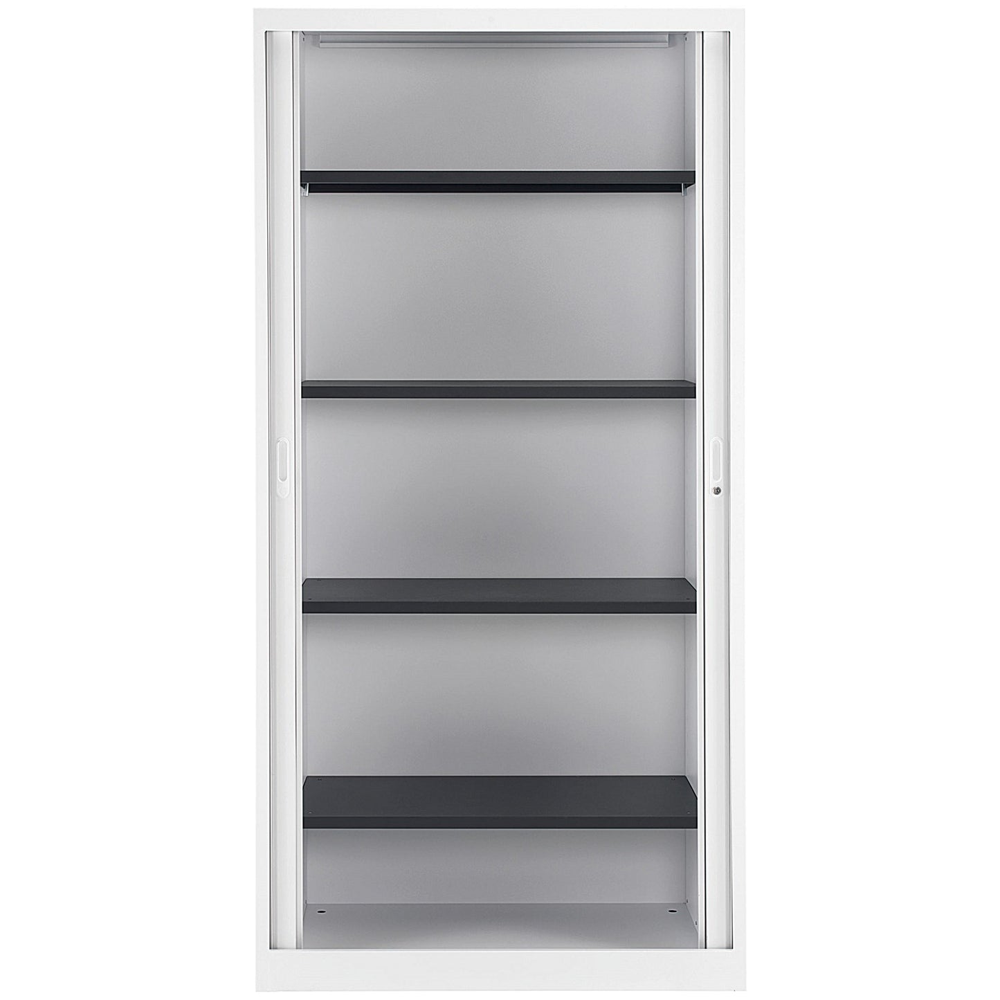 Talos Tall Tambour Unit, Supplied with 4 Shelves, 1000x450x1950mm, White