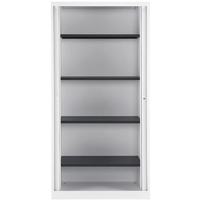 Talos Tall Tambour Unit, Supplied with 4 Shelves, 1000x450x1950mm, White