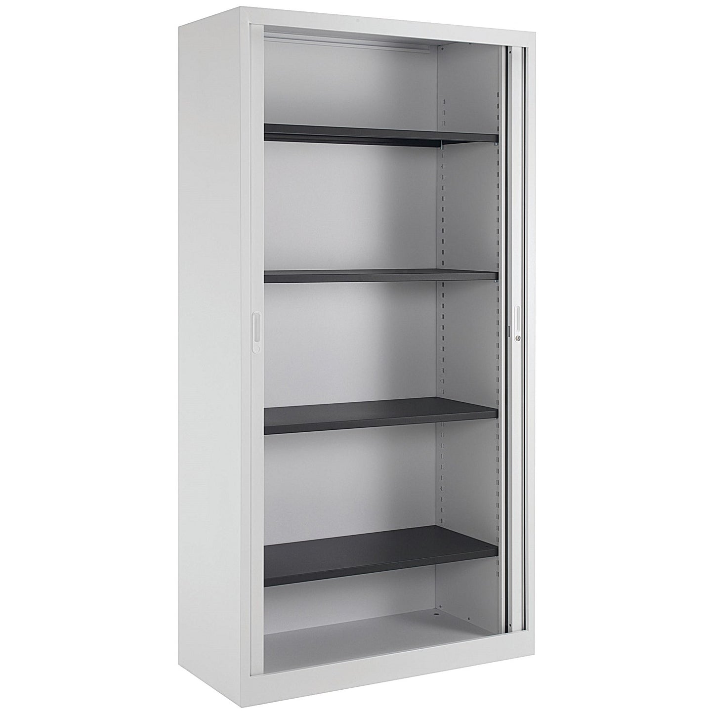 Talos Tall Tambour Unit, Supplied with 4 Shelves, 1000x450x1950mm, White