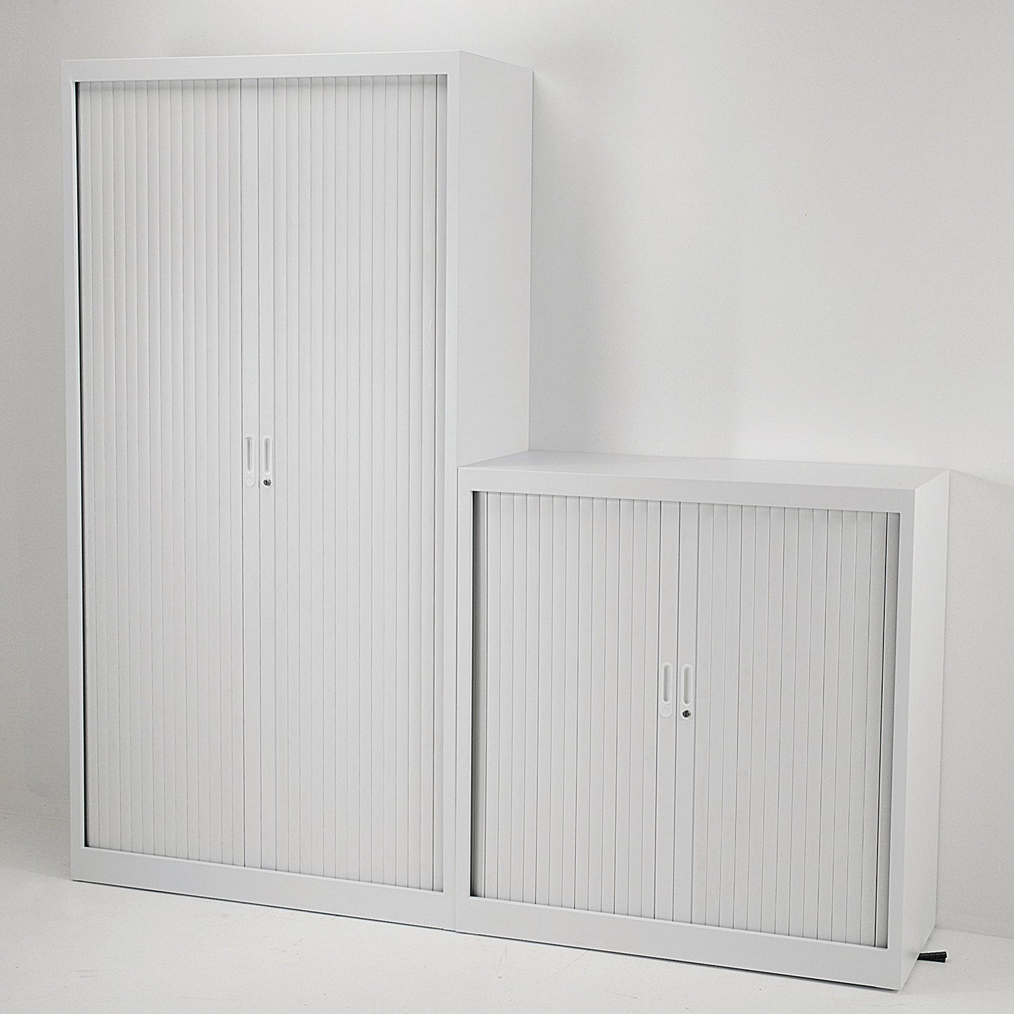 Talos Tall Tambour Unit, Supplied with 4 Shelves, 1000x450x1950mm, White