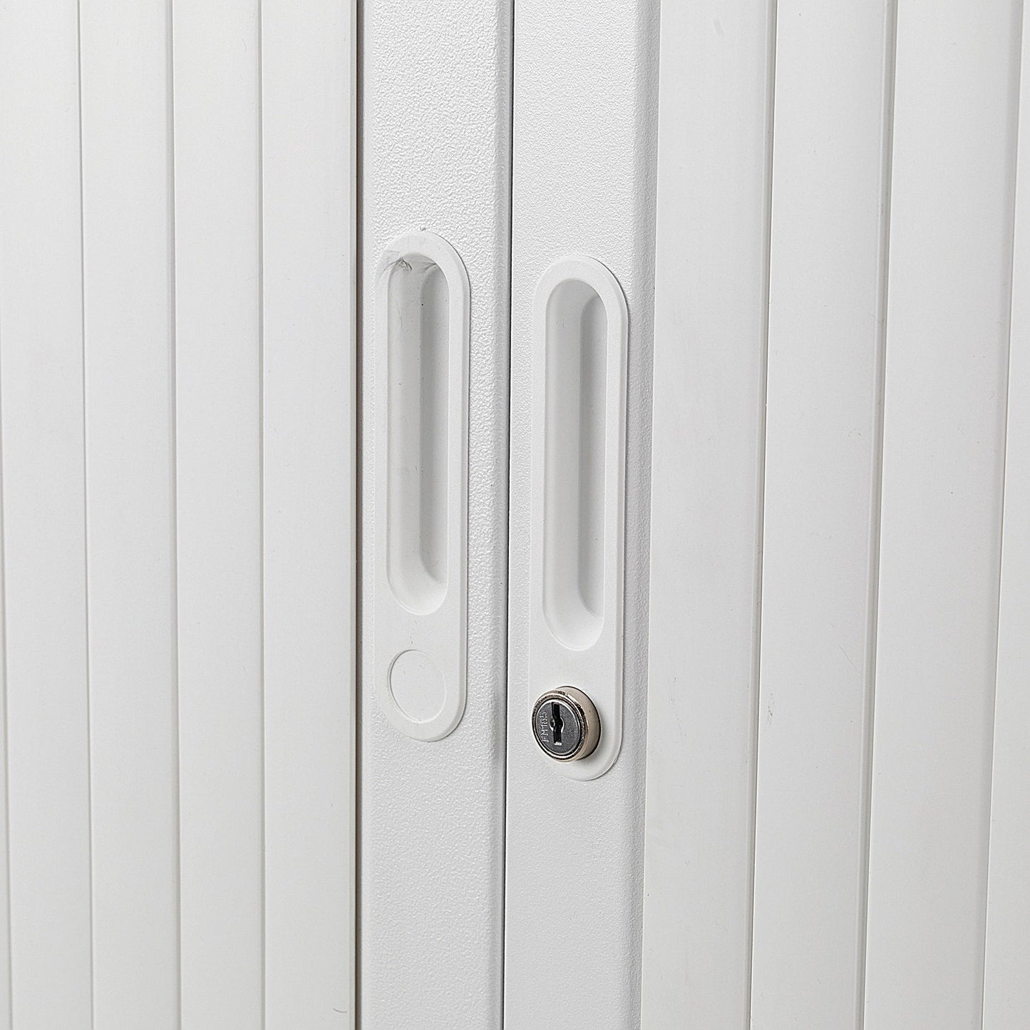 Talos Tall Tambour Unit, Supplied with 4 Shelves, 1000x450x1950mm, White
