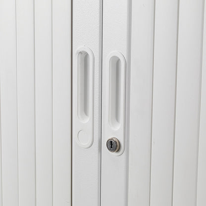 Talos Tall Tambour Unit, Supplied with 4 Shelves, 1000x450x1950mm, White