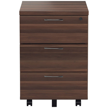 Jemini 3 Drawer Mobile Pedestal, Walnut