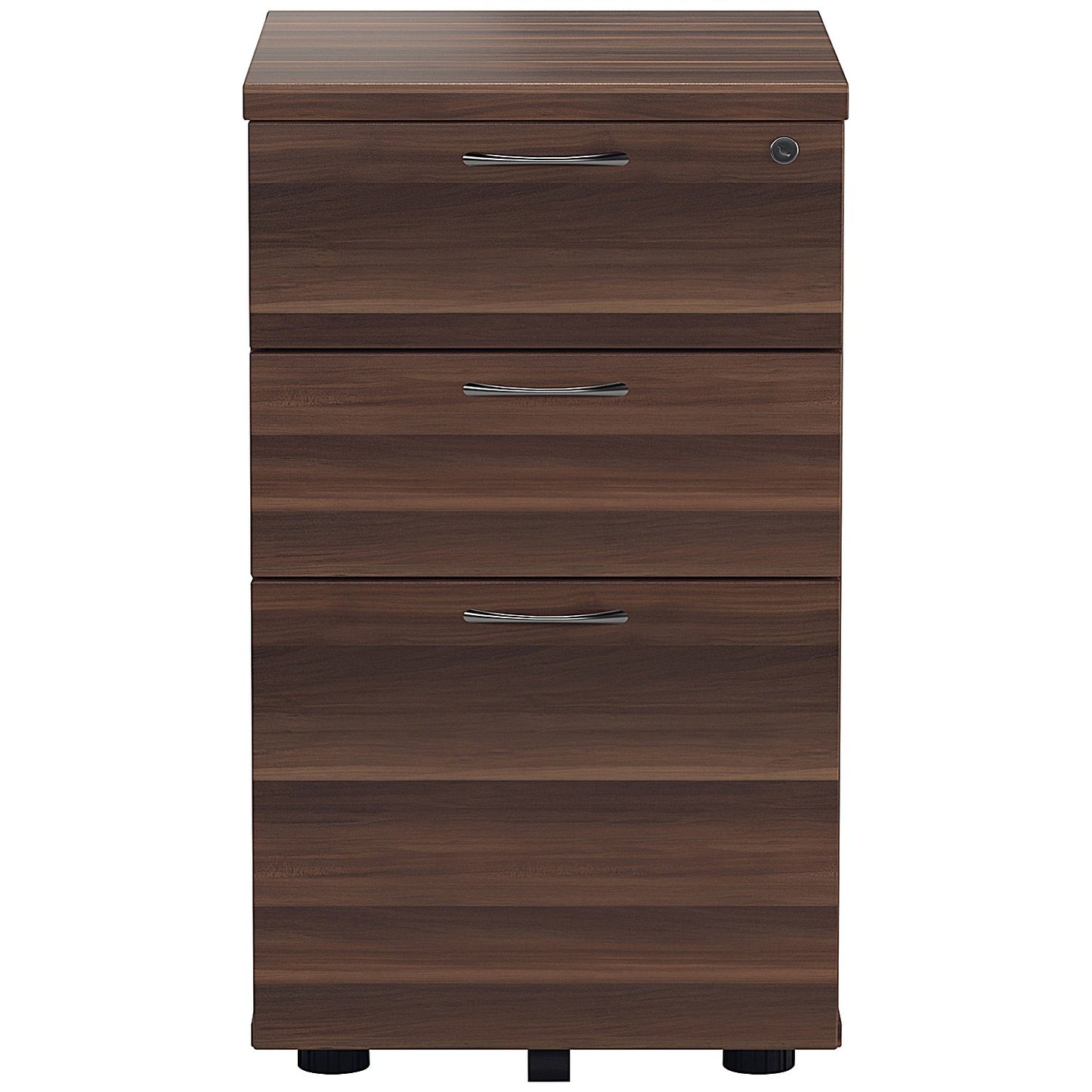 Jemini 3 Drawer Tall Mobile Pedestal, Walnut