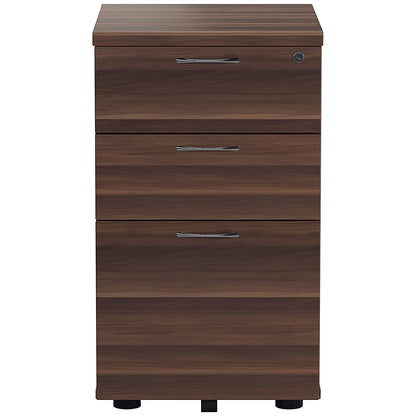 Jemini 3 Drawer Tall Mobile Pedestal, Walnut