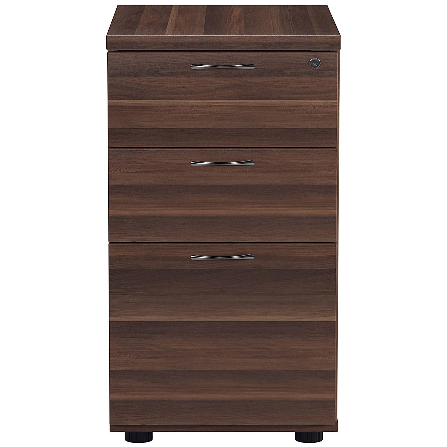 Jemini 3 Drawer Desk High Pedestal, 600mm Deep, Walnut